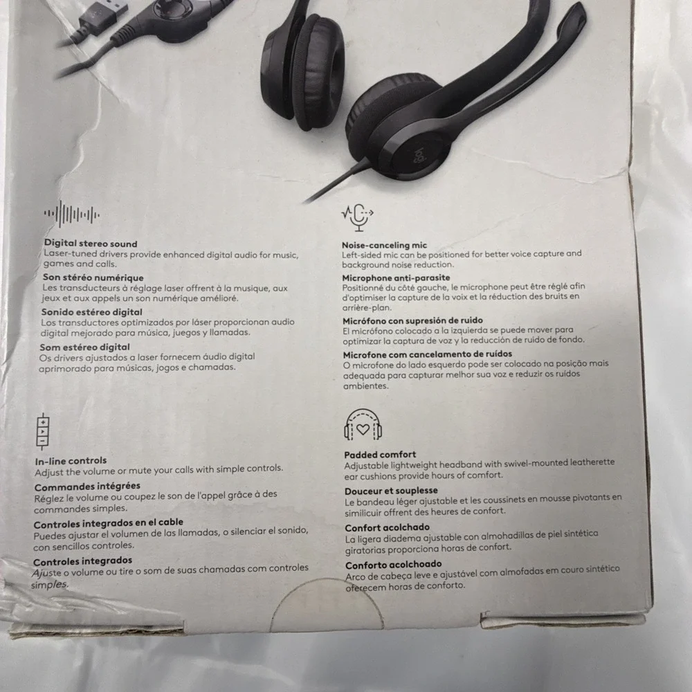 Logitech H390 Wired Headset for PC Laptop Stereo Headphones Noise‎ Cancelling